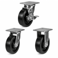 Heavy duty castors with rubber tyres and cast iron wheels for industrial load handling