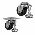 Levelling castors with nylon wheels 65-75mm for 150-200kg load, featuring adjustable levelling foot and durable design for industrial use