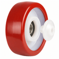 Polyurethane on Nylon castor wheel with splash guard, 100mm diameter, heavy-duty 200kg load capacity, durable and moisture-resistant for industrial and hygienic environments