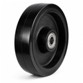 Black elastic rubber on cast iron wheel for heavy-duty industrial use with high load capacity and shock absorption