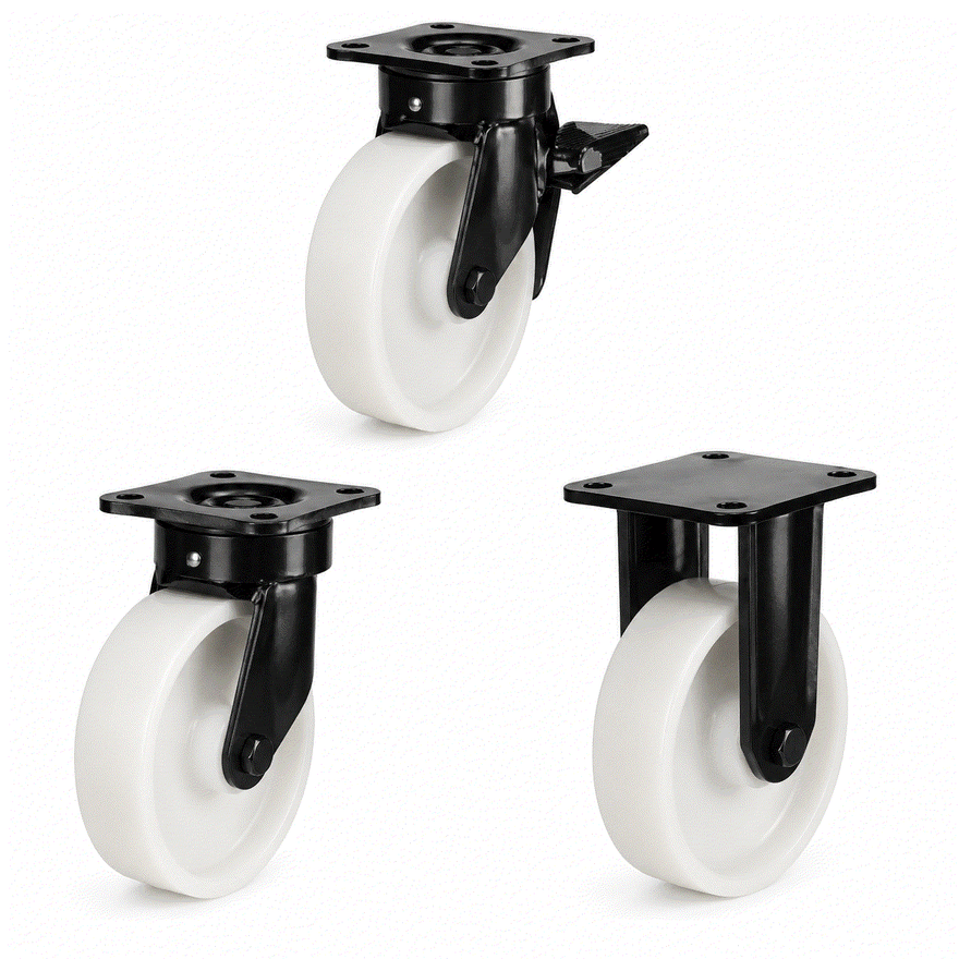 Heavy Duty Castors - 125-250mm Nylon Wheel - 750-1200KG Load