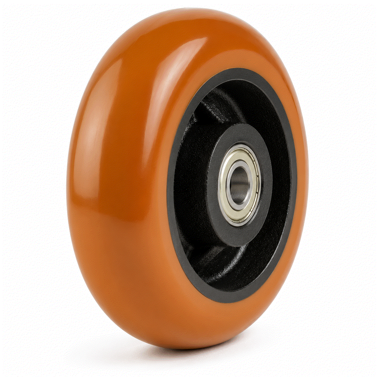 Polyurethane on cast iron castor wheel with roller bearings for heavy-duty industrial use