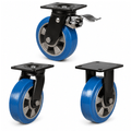 Heavy duty castors with 160-200mm polyurethane wheels and aluminium centers for 500kg industrial load capacity