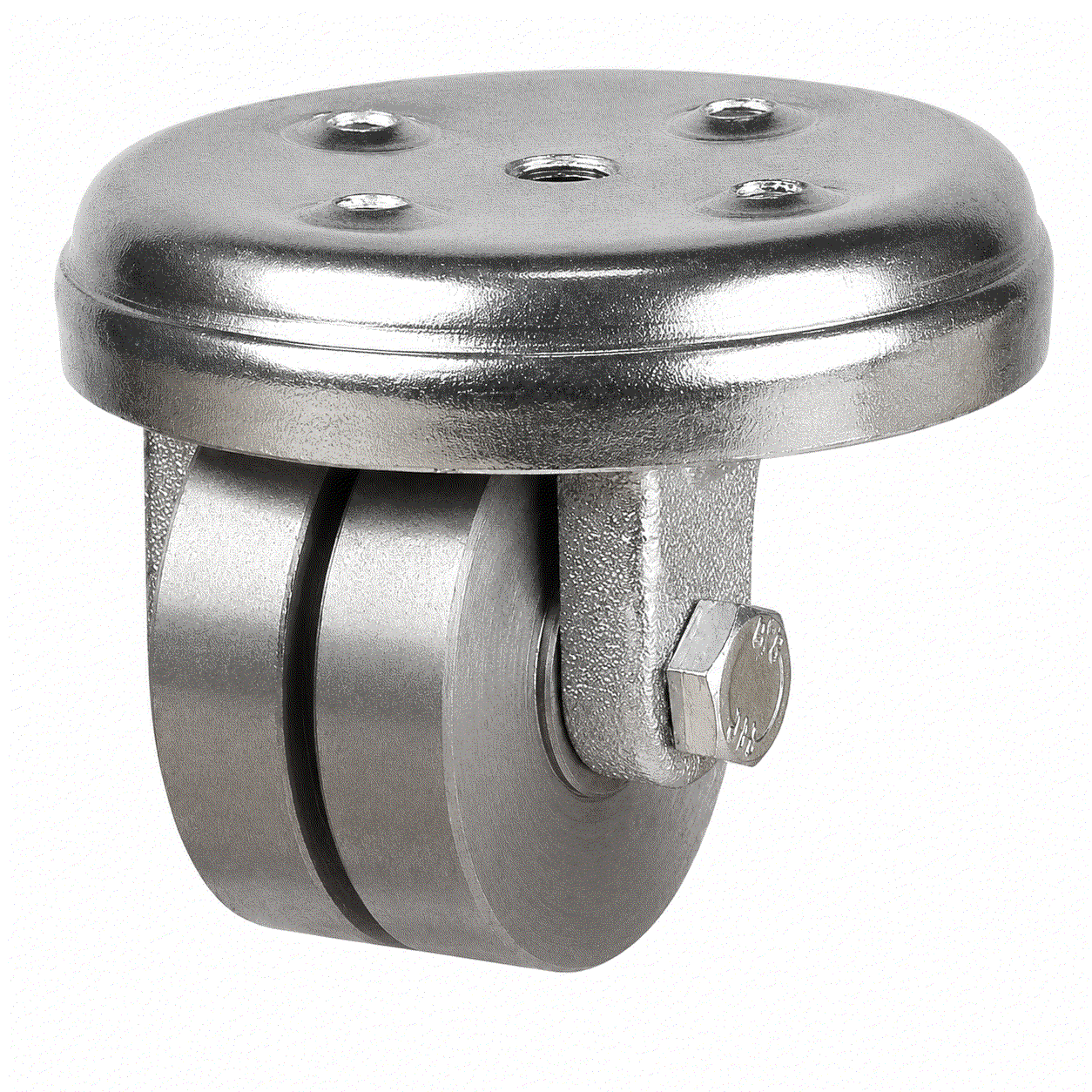 Heavy Duty Low Level Castors with 50mm steel wheels supporting 270kg load for industrial machinery and low-clearance applications