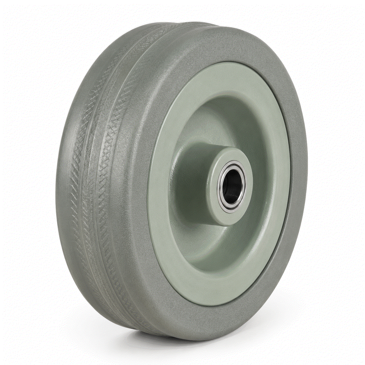 Grey non-marking rubber castor wheels in various sizes for smooth, quiet operation and floor protection