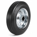 Black rubber on steel castor wheels in various sizes for industrial and commercial load handling