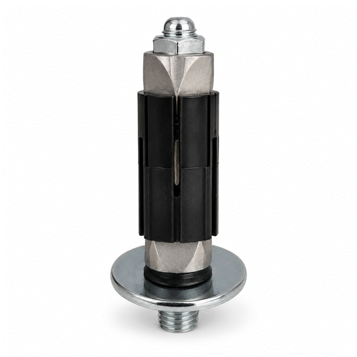 Round Expander Castor Fittings securely mounted on round tube frames for mobile equipment and furniture applications