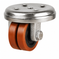 Heavy duty low level castor with 50mm polyurethane and cast iron wheel, supporting 160kg load