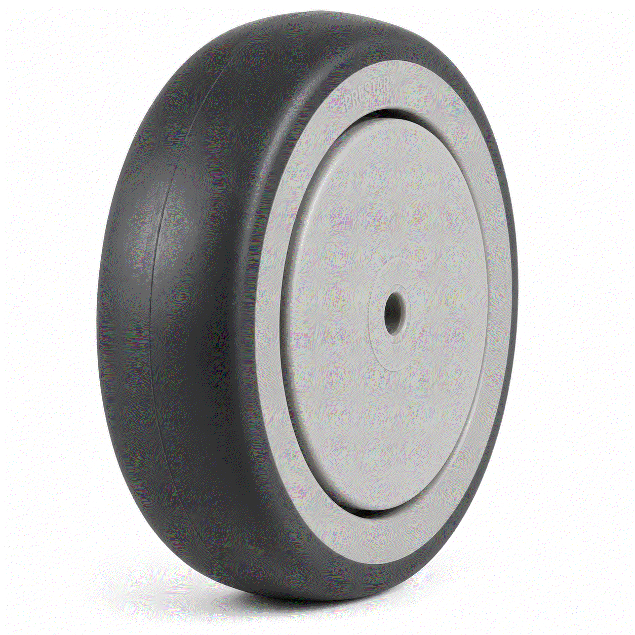 Grey non-marking rubber on plastic wheels for smooth, quiet movement and floor protection, available in 100-150mm sizes with 90-120kg load capacity