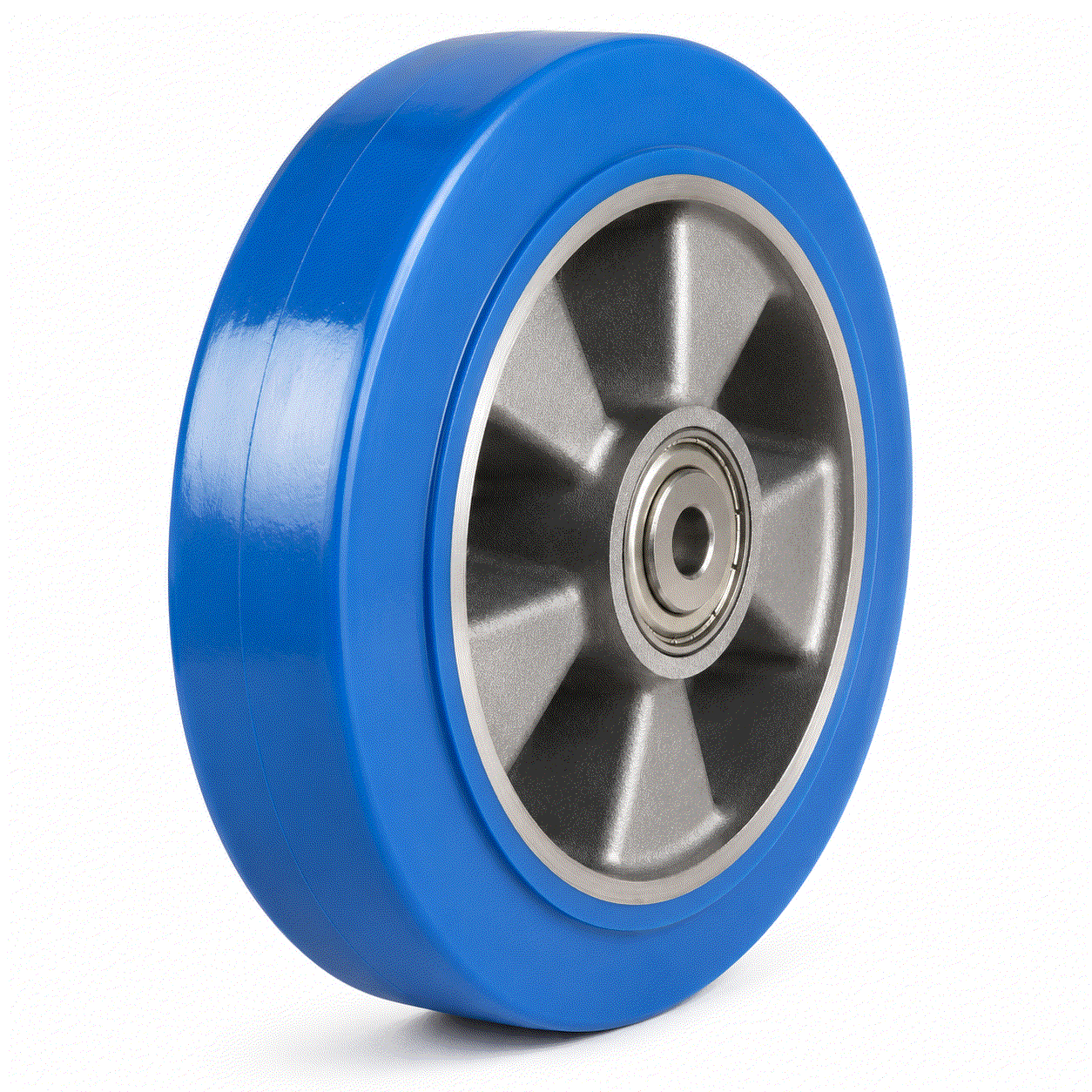 Polyurethane on aluminium castor wheels with ball journal bearings for heavy-duty industrial use