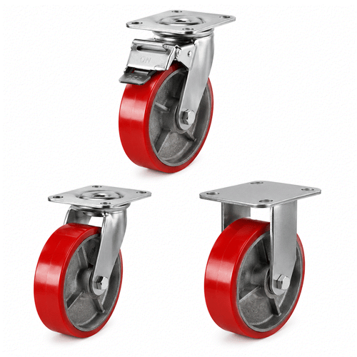 Heavy Duty Castors with polyurethane tyre and cast iron wheel for industrial load handling