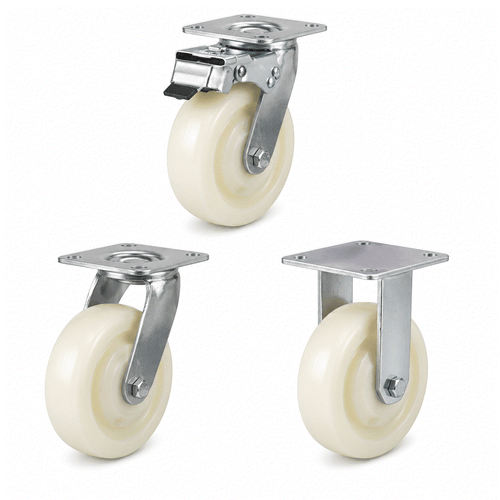 Heavy Duty Castors with 100-200mm nylon wheels and 270-400kg load capacity for industrial use