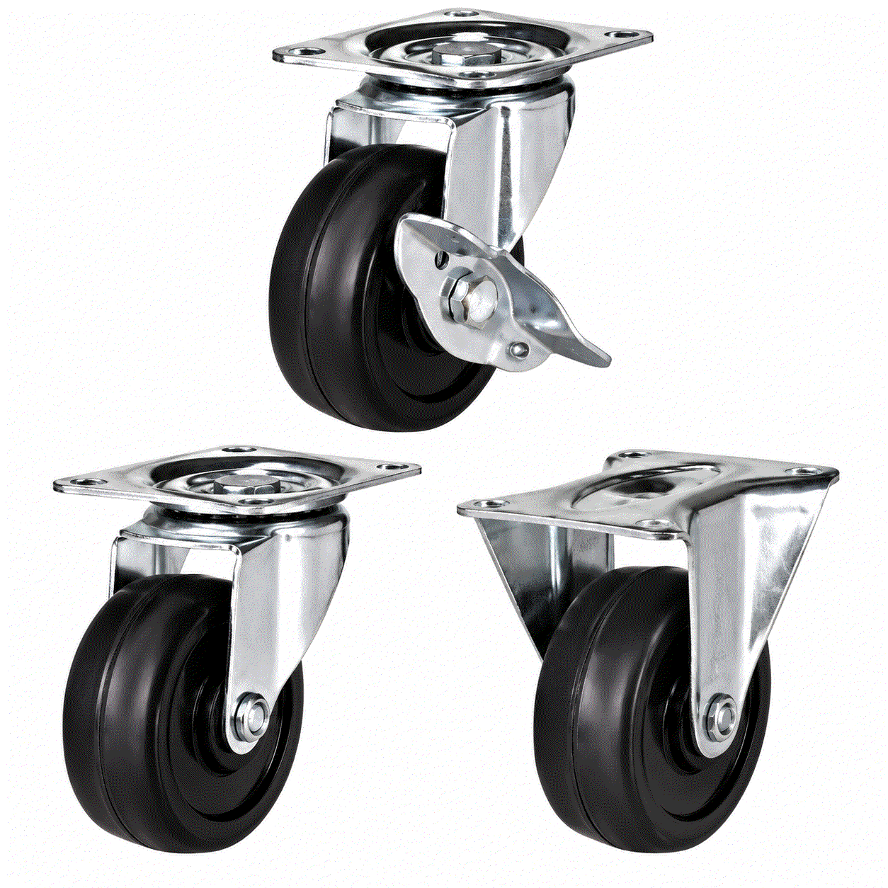 50mm solid rubber light duty castor wheel with 30kg load capacity for smooth, quiet indoor mobility