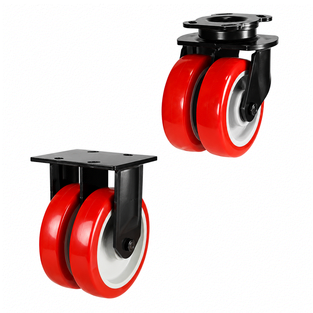 Heavy Duty Twin Wheel Castors with 150-200mm polyurethane nylon wheels supporting 860-1000kg load for industrial use