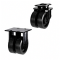 Heavy Duty Twin Wheel Castors with rubber tyres and cast iron wheels for industrial load capacity 800-1200kg
