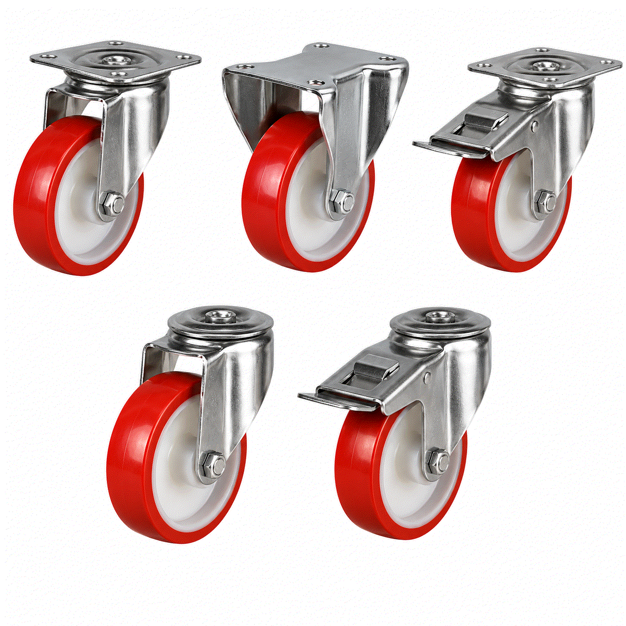 Medium Duty Castors with 80-200mm polyurethane on nylon wheels, 100-350kg load capacity, durable and smooth rolling for industrial use