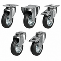 Medium duty castors with 80-200mm rubber tyre and steel wheel for 65-205kg load capacity