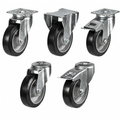 Medium Duty Castors with black elastic tyre and aluminium wheel, 80-200mm, 100-350kg load capacity for industrial use