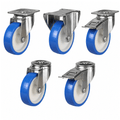 Medium duty castors with polyurethane on nylon wheels sized 80-200mm for heavy load handling up to 250kg