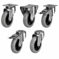 Medium duty castors with non-marking tyre and plastic wheel for smooth, quiet mobility and floor protection, available in 80-200mm sizes, supporting 65-205kg load