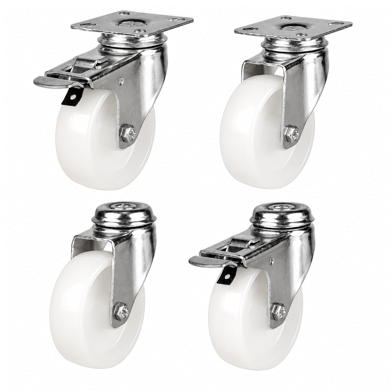Light duty polypropylene castors with 50-125mm wheels for 40-100kg load capacity