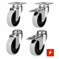 Light duty non-marking anti-static castors 50-125mm for 40-90kg load with smooth, quiet rolling and floor protection