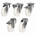 Medium duty castors with 80-200mm nylon wheels supporting 200-350kg load for industrial use