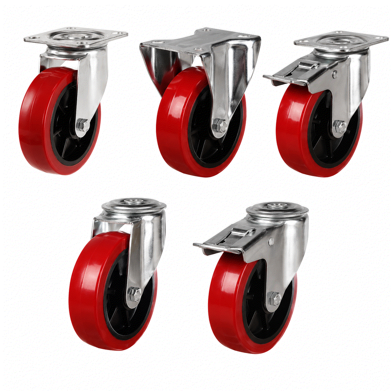 Medium Duty Castors with 100-125mm polyurethane on nylon wheels supporting 200-260kg load for industrial use