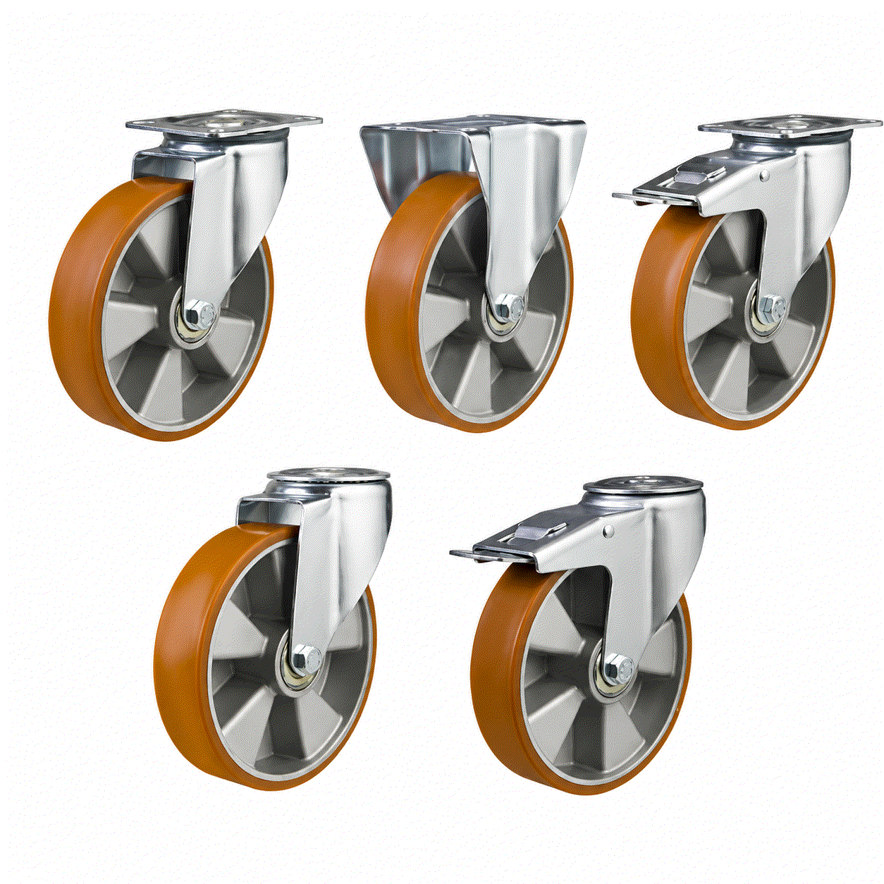Medium duty castor with 150mm polyurethane on aluminium wheel, ideal for heavy load industrial use
