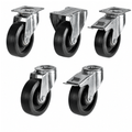 Medium Duty Castors with black elastic tyre and cast iron wheel, available in 125-200mm, supporting 190-350kg load for industrial use