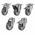 Medium duty non-marking tyre plastic wheel castors in 80-125mm sizes for 60-100kg load, smooth and quiet mobility with floor protection