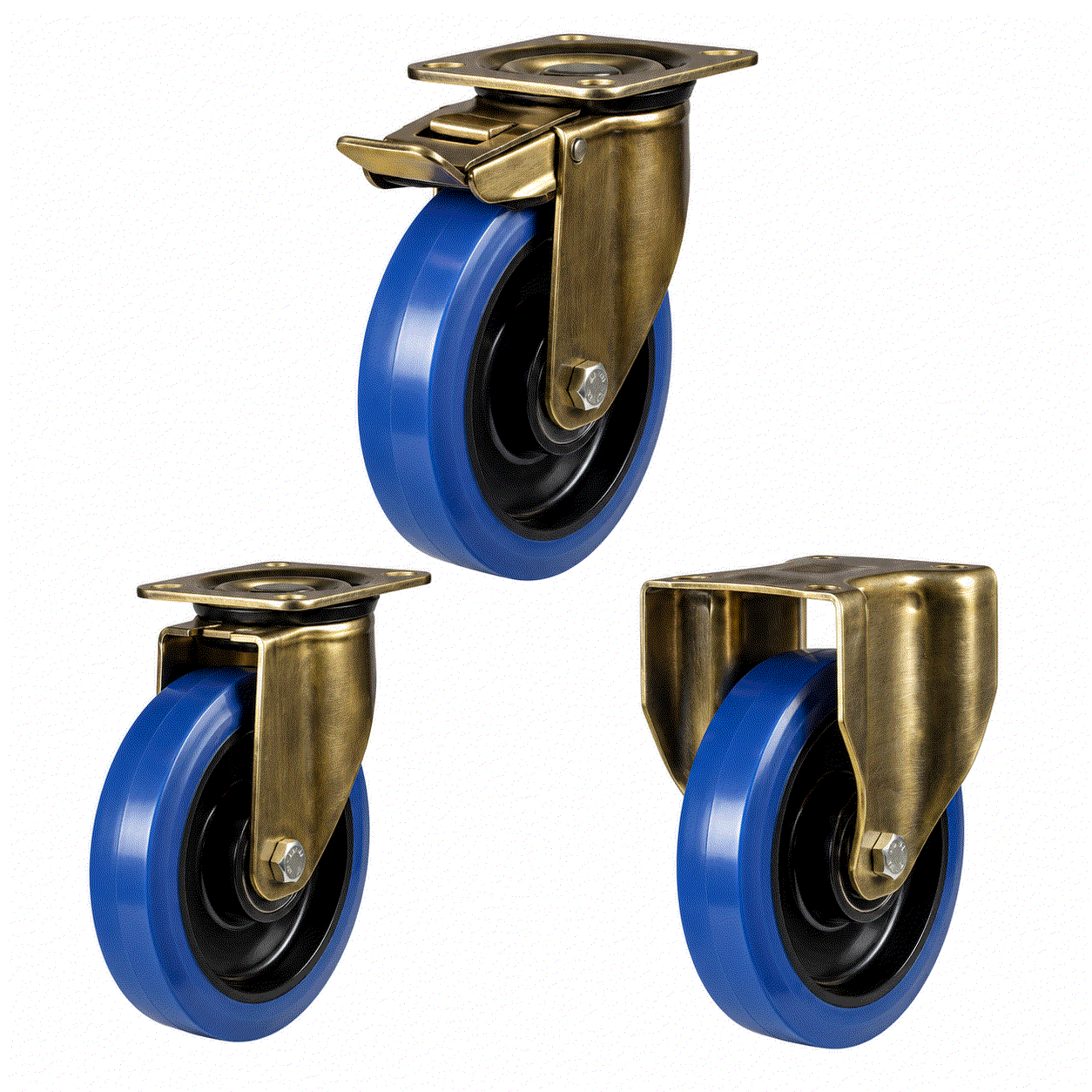 Heavy duty castors with 125-200mm elastic rubber on nylon wheels, 310-400kg load capacity, designed for industrial and material handling applications