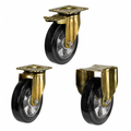 Heavy duty castors with 125-250mm elastic rubber tyres and aluminium wheels for 250-500kg industrial load capacity