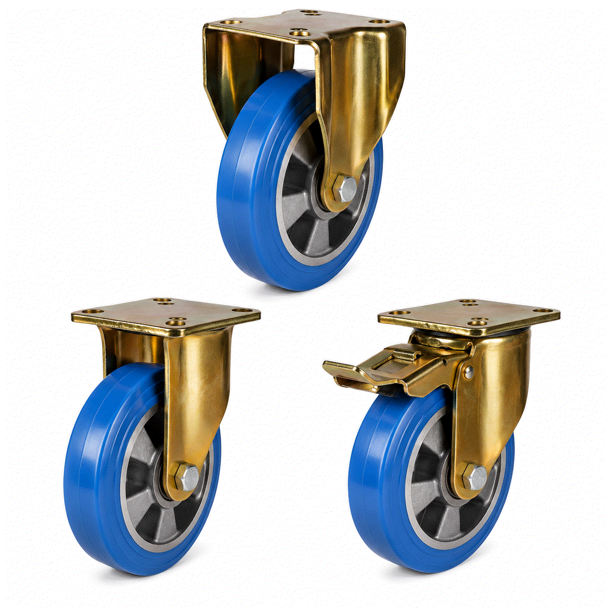 Heavy duty castor with 200mm elastic polyurethane wheel and aluminium center for 800kg load capacity
