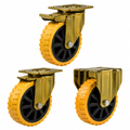 Heavy duty polyurethane on nylon castor wheel for industrial trolleys and equipment with 250-400kg load capacity