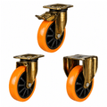 Heavy duty castors with polyurethane on nylon wheels, 125-200mm, 380-600kg load capacity, ideal for industrial applications