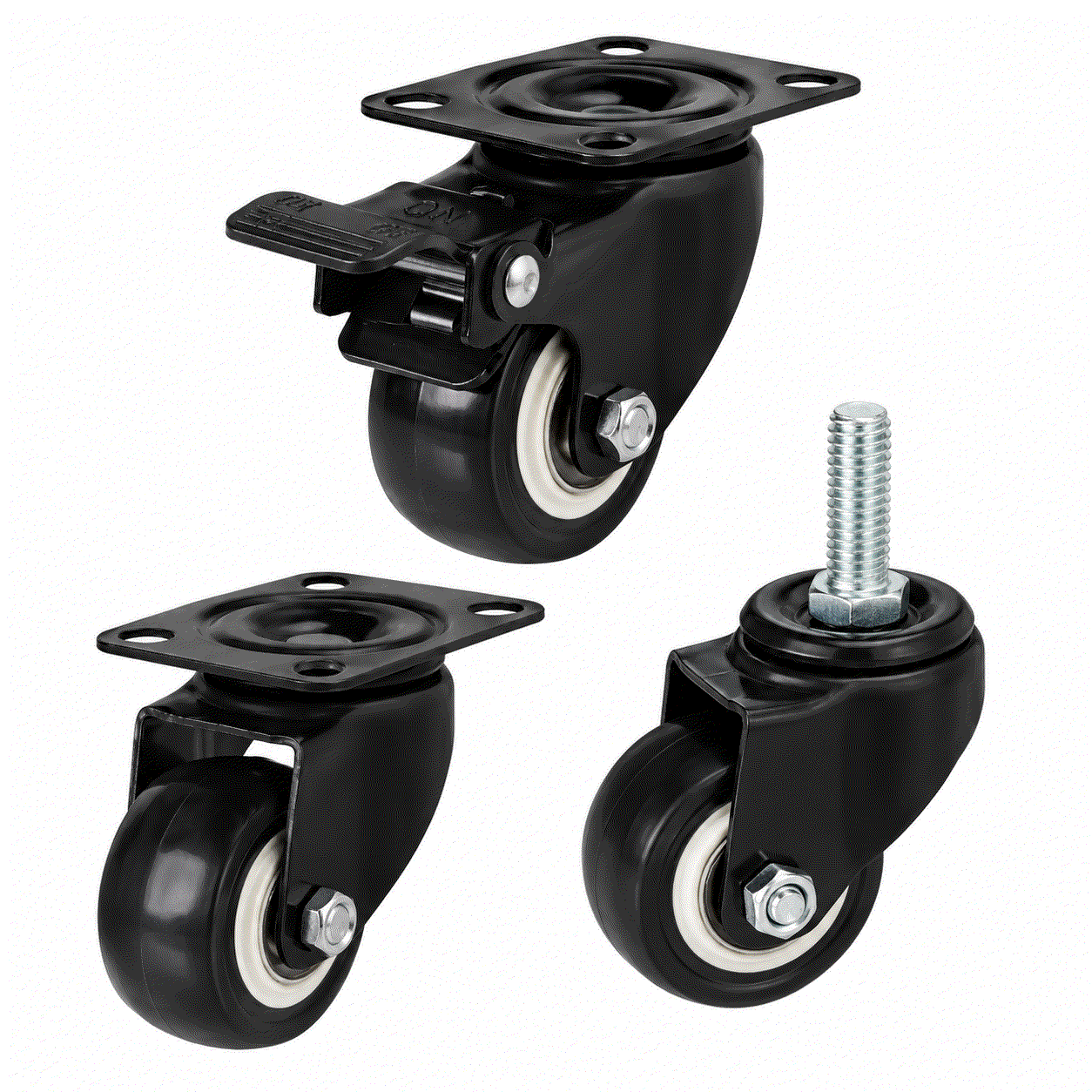 50mm light duty castor with non-marking PVC wheel supporting up to 50kg load for smooth, quiet, and floor-friendly mobility
