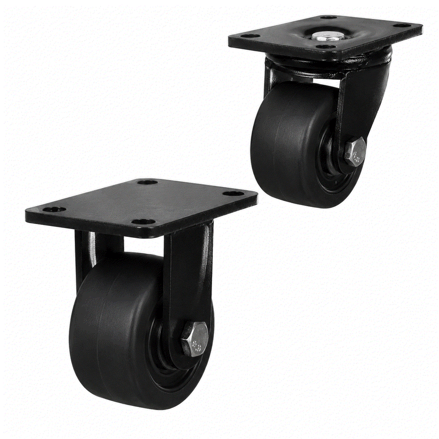 Heavy Duty Low Level Castors 75mm – Nylon Wheels, 400kg Load