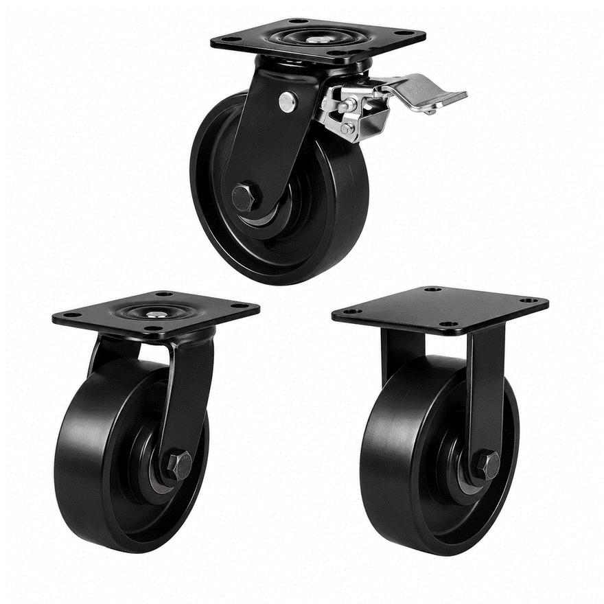 Heavy Duty Castors - 100-200mm Cast Iron Wheel - 450-500KG Load