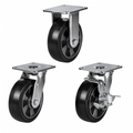 Heavy duty castors with rubber tyre and aluminium wheel, 100-200mm diameter, supporting 220-450kg load for industrial use