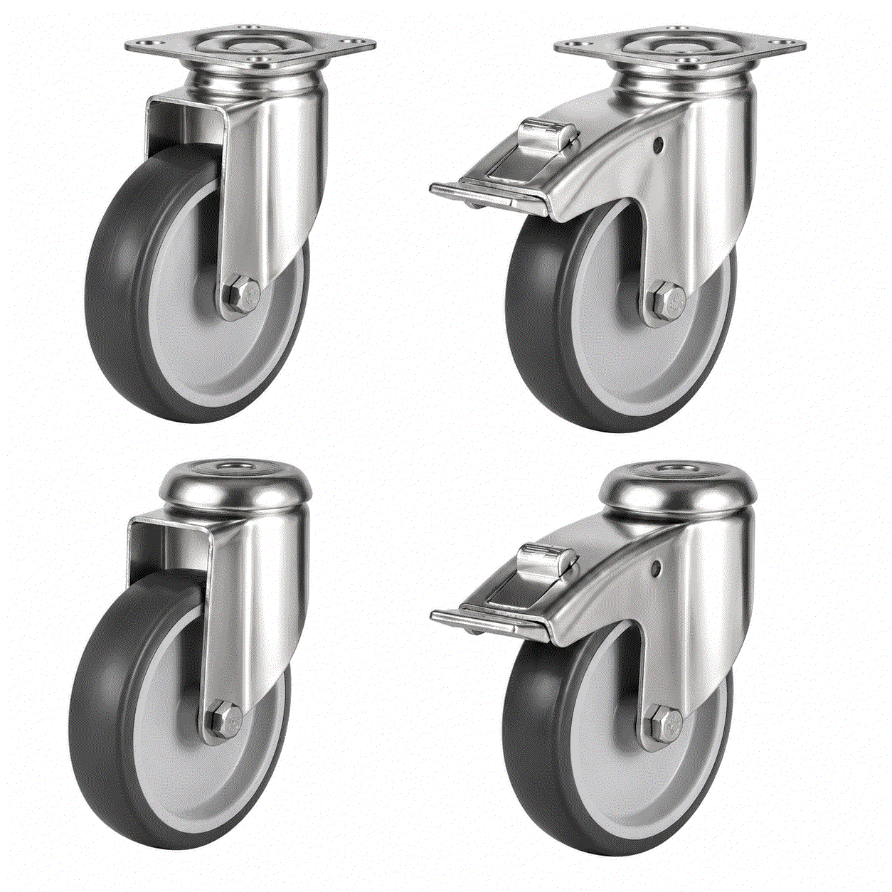 Light duty non-marking castors 100-150mm wheel sizes for 90-130kg load smooth rolling