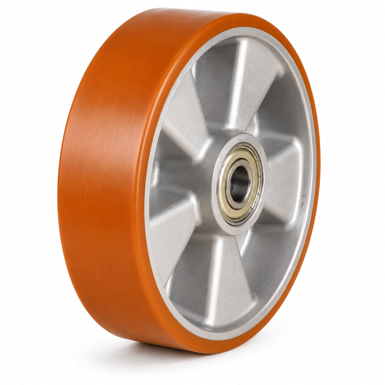 Polyurethane on aluminium castor wheels with ball journal bearings for heavy-duty industrial use