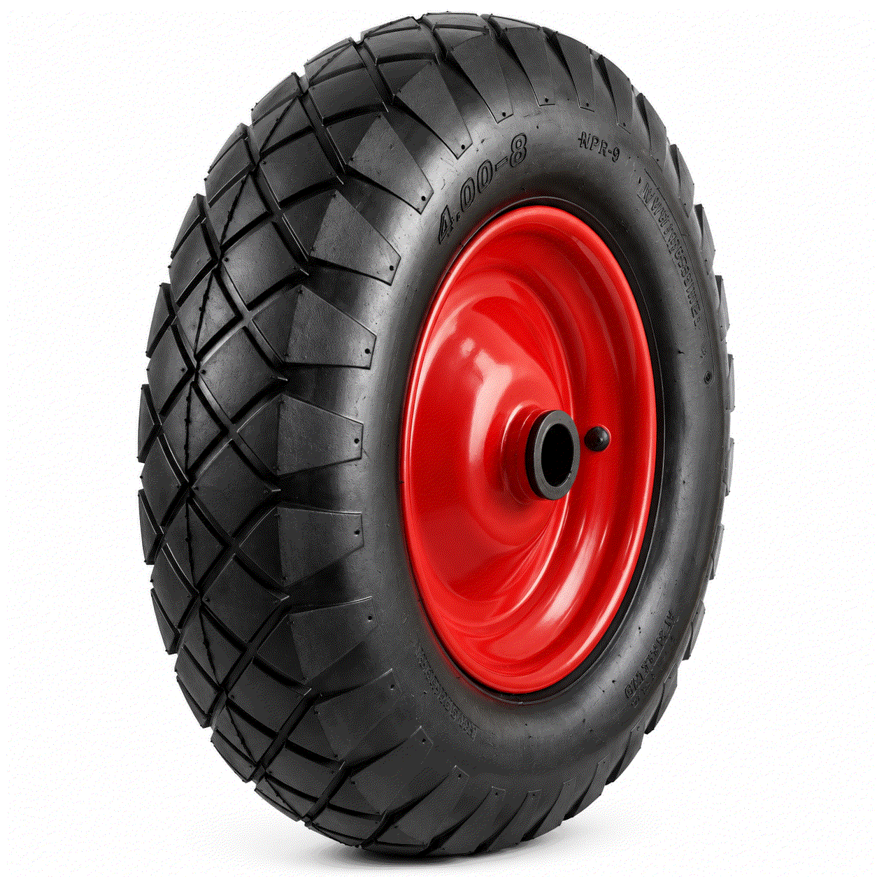Heavy Duty Pneumatic Rubber Wheels with steel center, 370-400mm diameter, supporting 180-350kg load for industrial and outdoor use