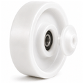 Durable nylon castor wheels with splash guard, 80-125mm diameter, 220-250kg load capacity, moisture and chemical resistant for industrial and hygienic use