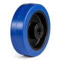 Blue Elastic Non-Marking Rubber Wheels in various sizes for heavy load and floor protection