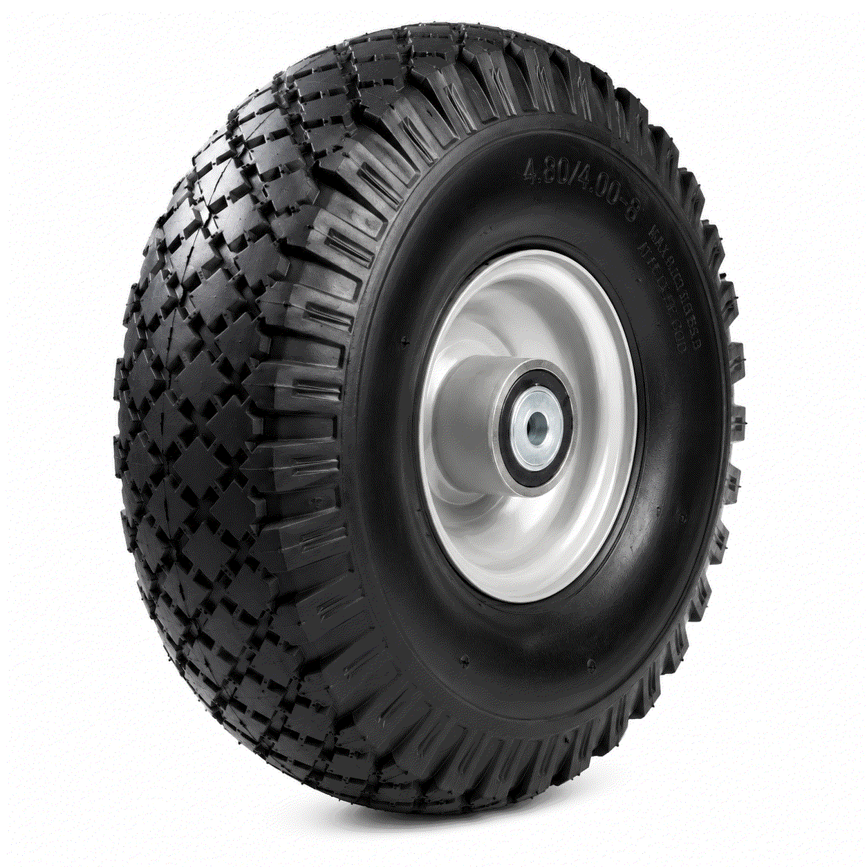 Pneumatic rubber on steel wheels with air-filled tyres and heavy-duty steel centres, 200-300mm diameter, 136-204kg load capacity for smooth rolling on rough terrain