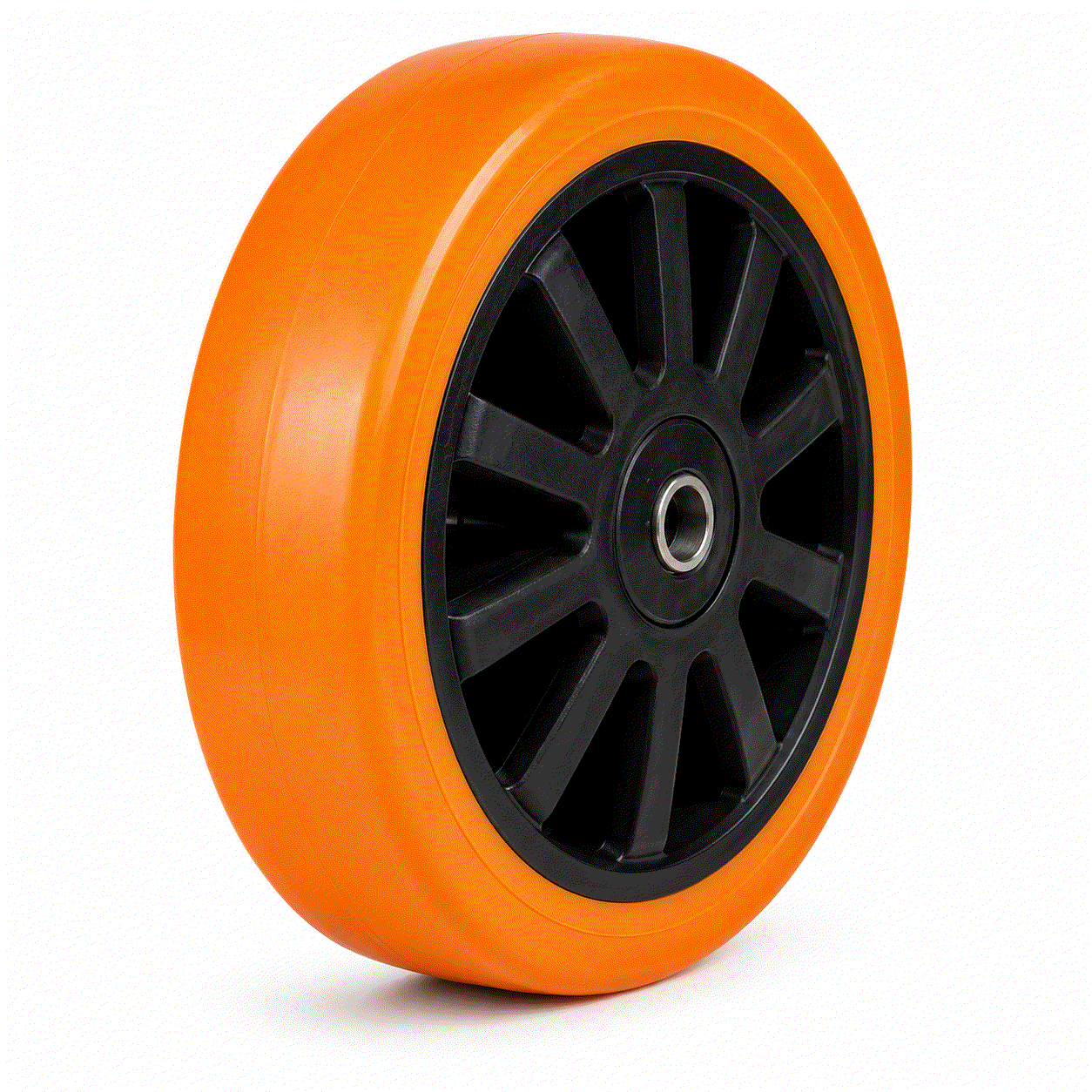 Polyurethane on nylon castor wheels with ball journal bearings, 100-200mm diameter, heavy-duty load capacity 250-600kg, durable industrial material handling wheels